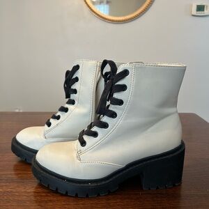 Target White Lace-Up Platform Ankle Boots with Black Laces